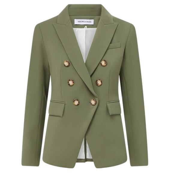Veronica Beard Miller Dickey Jacket Stone Army Green Classic Blazer Size 8 - Picture 2 of 16